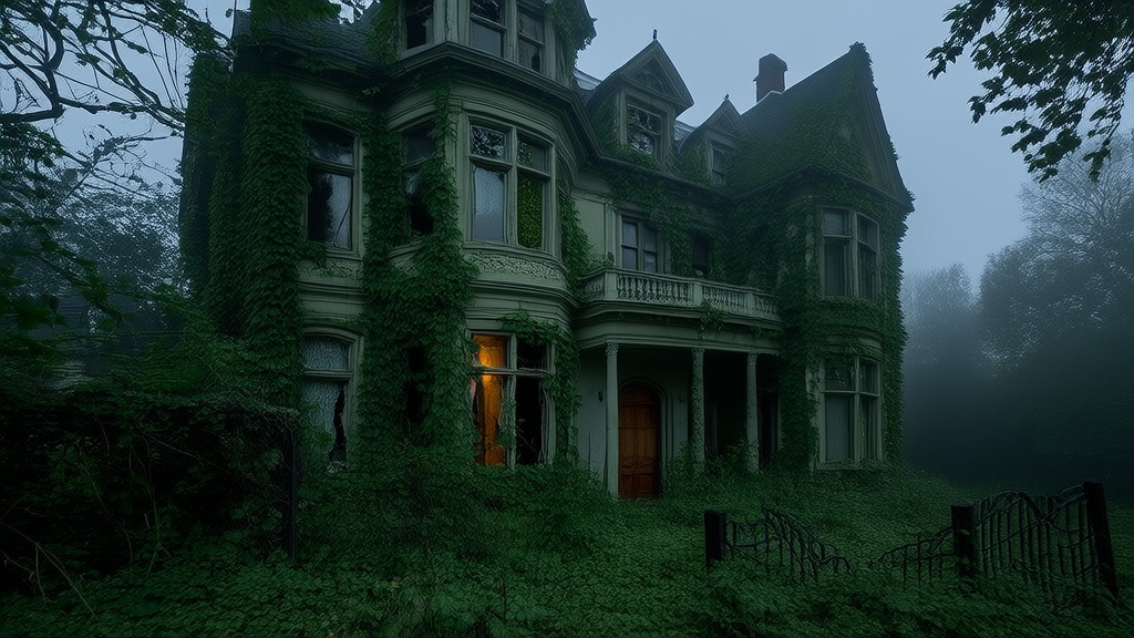 Whispers Behind the Ivy: The Mysterious Fate of the Forgotten Inventor's Abandoned House - Weird Tales Illustration