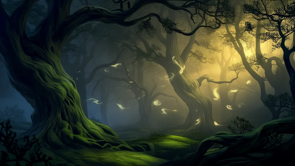 迷林深处的影灵与消失的小雨 - Weird Tales Illustration