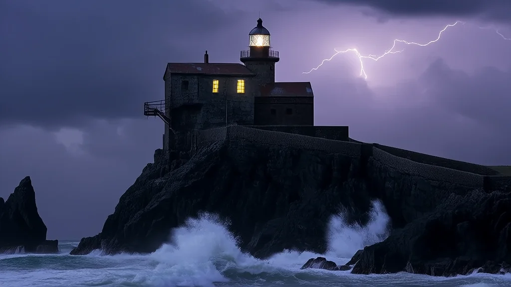 The Whispering Lighthouse: Shadows, Lights, and the Forgotten Bell of Blackmoor Bay - Weird Tales Illustration