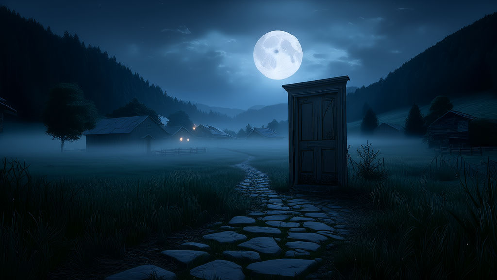 The Forgotten Shop Between Two Hills and the Moonlit Path Elara Could Not Escape - Weird Tales Illustration
