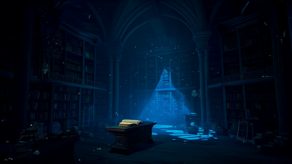 The Mysterious Hum at 8:17 in Hollowbrook's Forgotten Library - Weird Tales Illustration