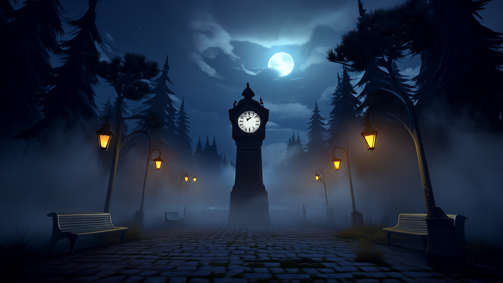 The Clock That Never Sleeps: A Tale of Forgotten Time and Whispering Pines - Weird Tales Illustration