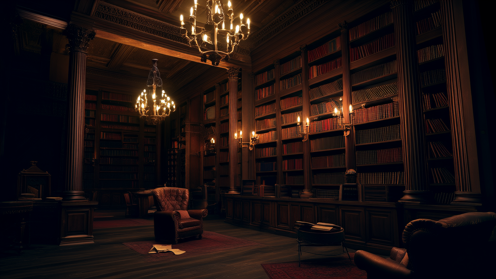 The Whispering Library and the Sound That Came Every Evening at 7:13 - Weird Tales Illustration