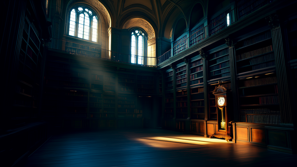 The Whispering Clock of Eldridge Library and the Silent Librarian Who Knew Its Secret - Weird Tales Illustration