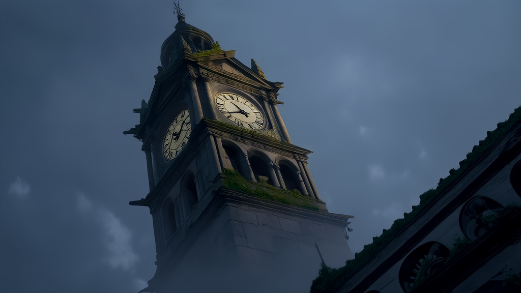 The Frozen Clock Tower and the Secret of 3:17 Hidden in the Silence of Time - Weird Tales Illustration