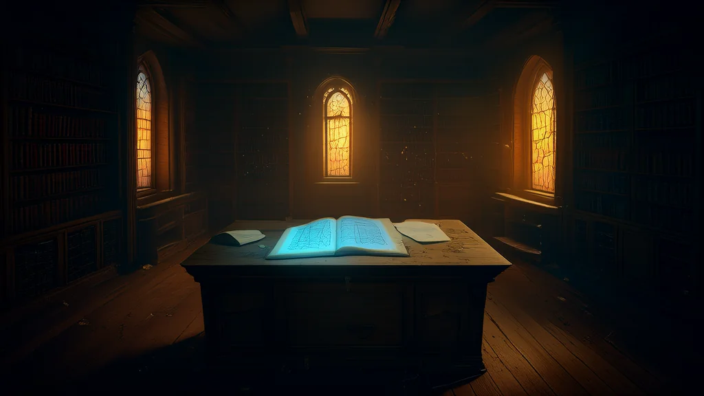 第七章的图书馆与停摆的钟声 - Weird Tales Illustration