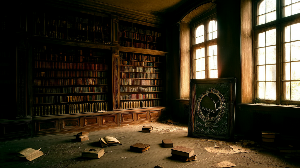 The Unseen Reflection in the Abandoned Library - Weird Tales Illustration
