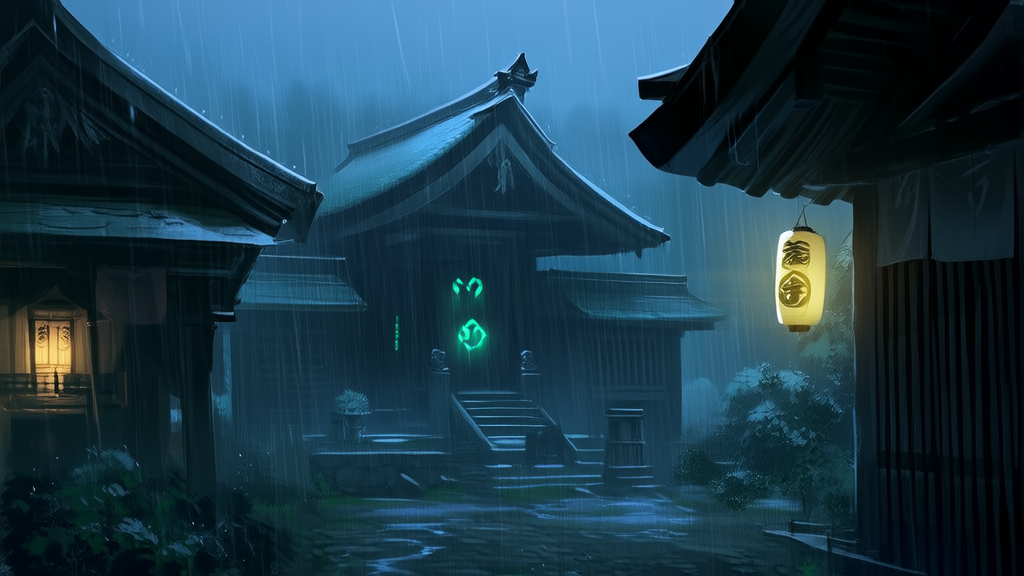 雨夜祠堂现古符，考古生解千年谜 - Weird Tales Illustration
