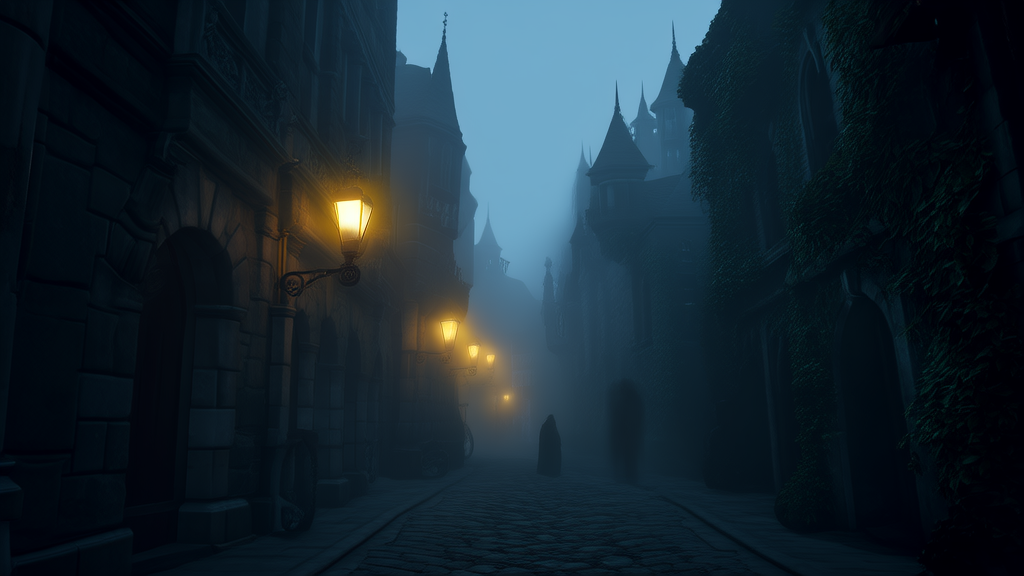 The Whispering Fog of Blackmoor and the Shadowy Secrets of The Veil - Weird Tales Illustration