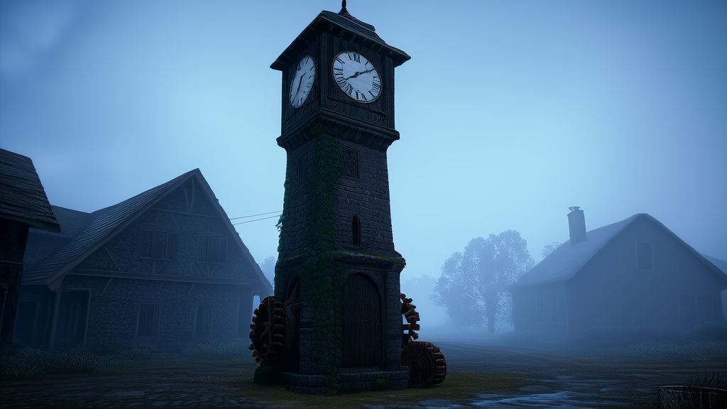 The Clock Tower That Told the Same Time in Different Places - Weird Tales Illustration