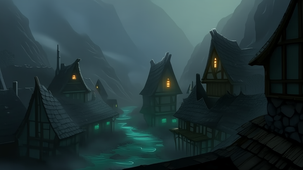 The Silent Town Beyond the Mist Where Dreams Whisper and Doors Open on Their Own - Weird Tales Illustration