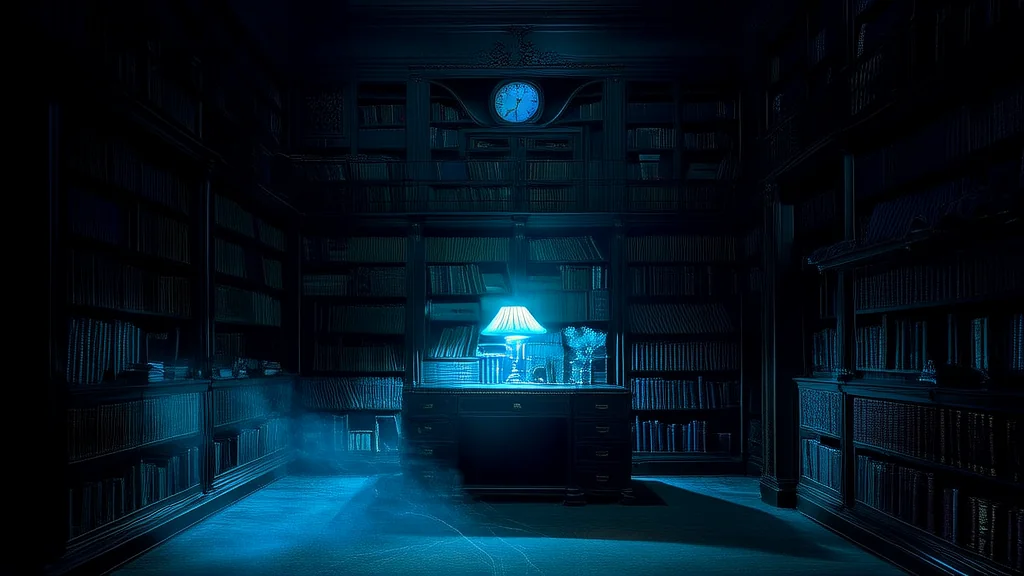 The Clock That Stuttered at 8:17 Every Night in the Old Library on Maple Street - Weird Tales Illustration