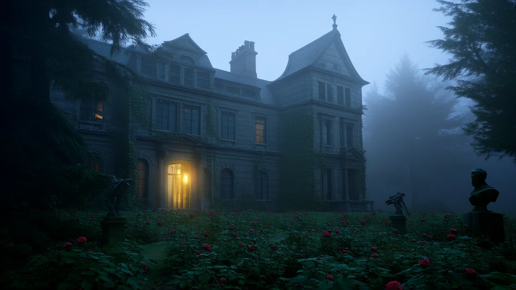 The Whispering Lights of the Hollow House - Weird Tales Illustration