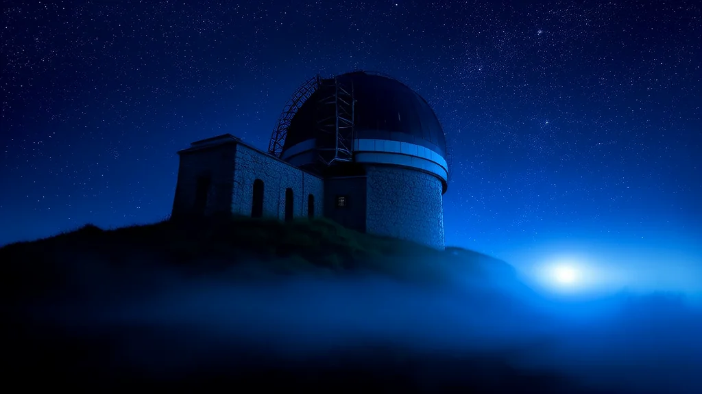 夏夜观星台的神秘蓝光 - Weird Tales Illustration