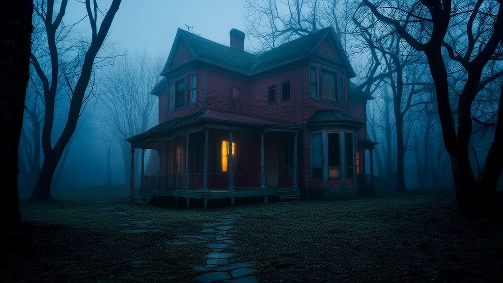 The Whispering House in the Fog of Hollowbrook - Weird Tales Illustration