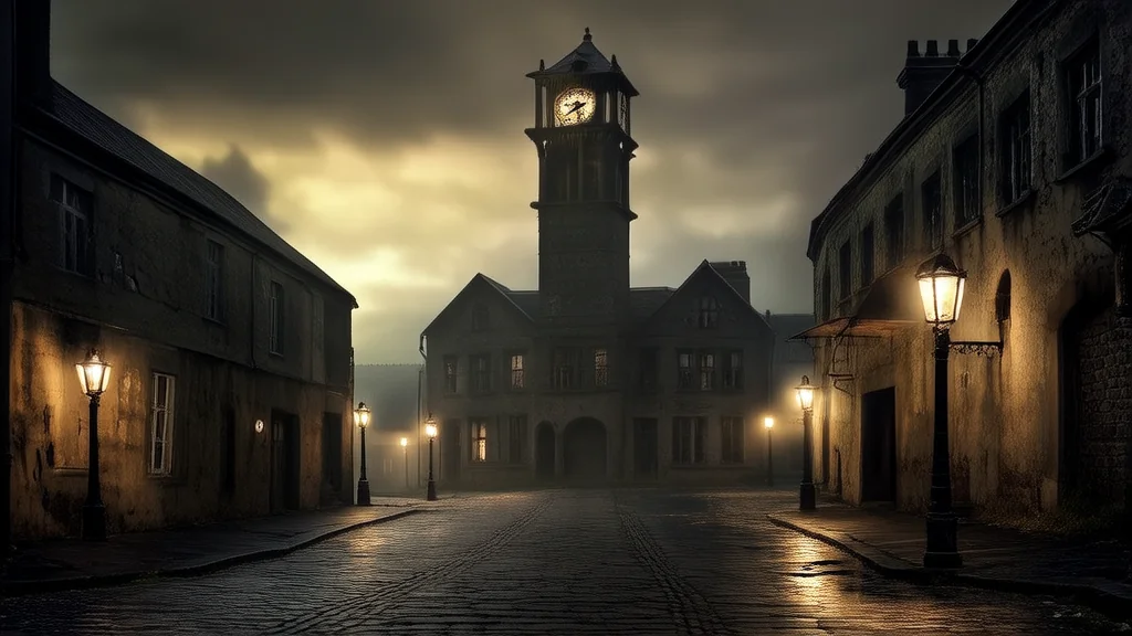 时间裂缝：小镇钟停在三点零七 - Weird Tales Illustration