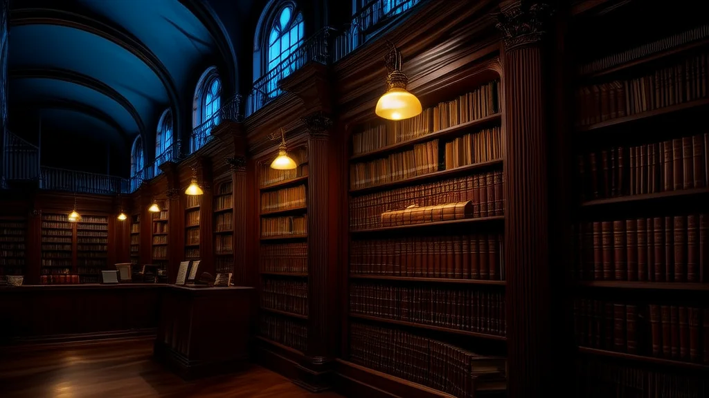 深夜图书馆的神秘低语：1947年秘密档案 - Weird Tales Illustration