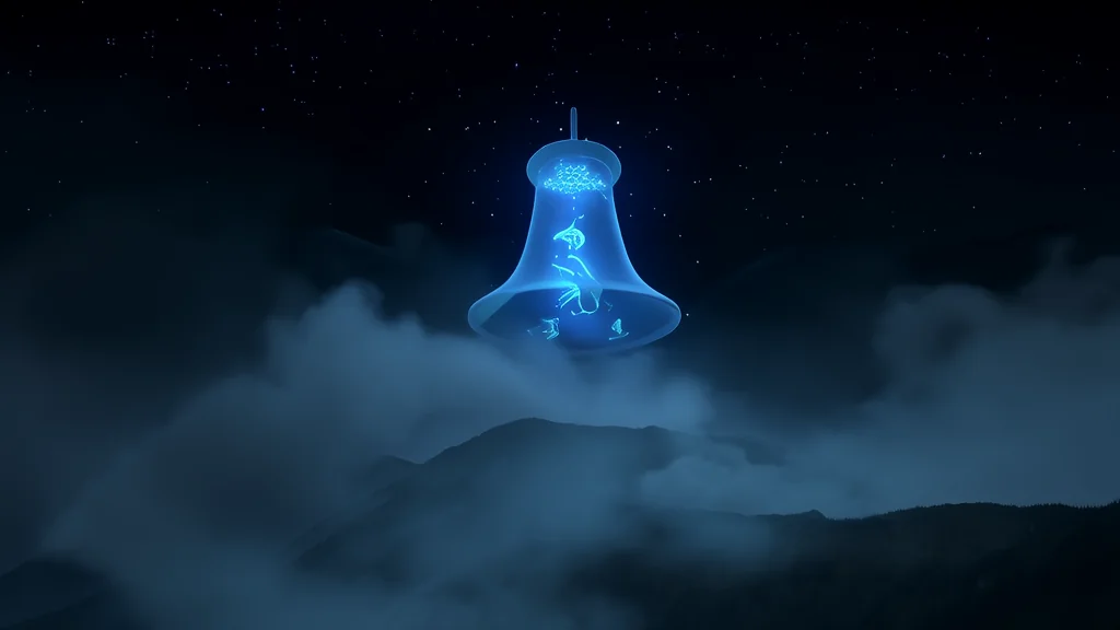 蓝光钟影现山腰，神秘符号引迷踪 - Weird Tales Illustration