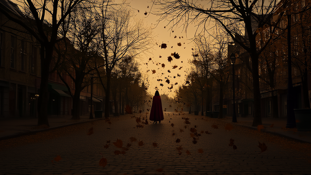 The Autumn Day Time Stood Still and the Red-Coated Man Screamed in Silence - Weird Tales Illustration