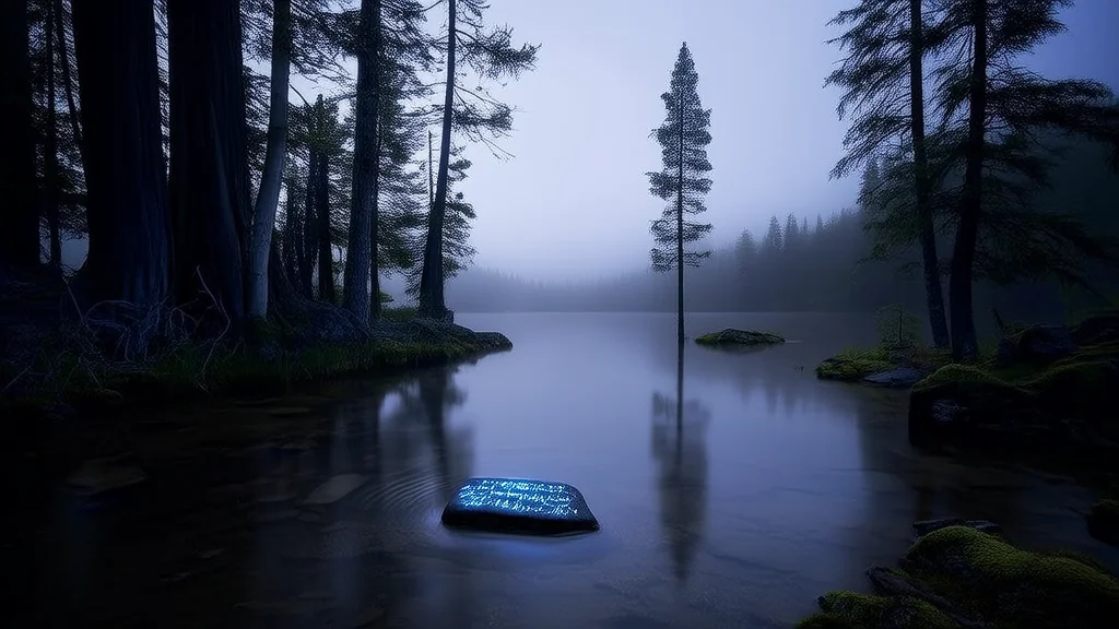 镜湖无影，石板低语 - Weird Tales Illustration