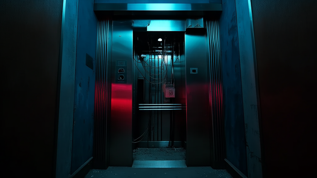 The Whispering Elevator of 12th Avenue and the Secrets It Never Reached the Top With - Weird Tales Illustration