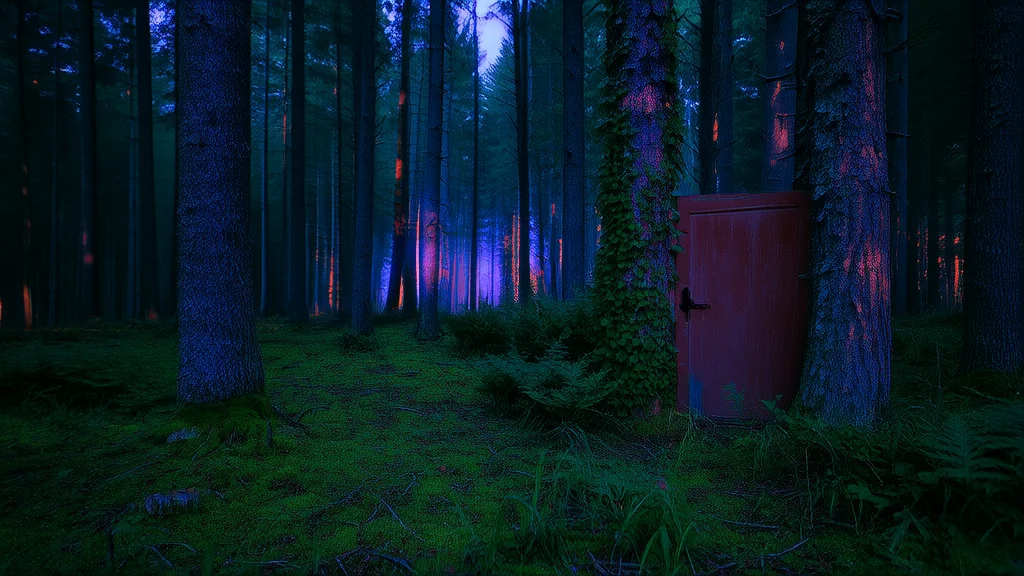 The Secret Behind the Red Door in Elmsworth's Forbidden Woods - Weird Tales Illustration