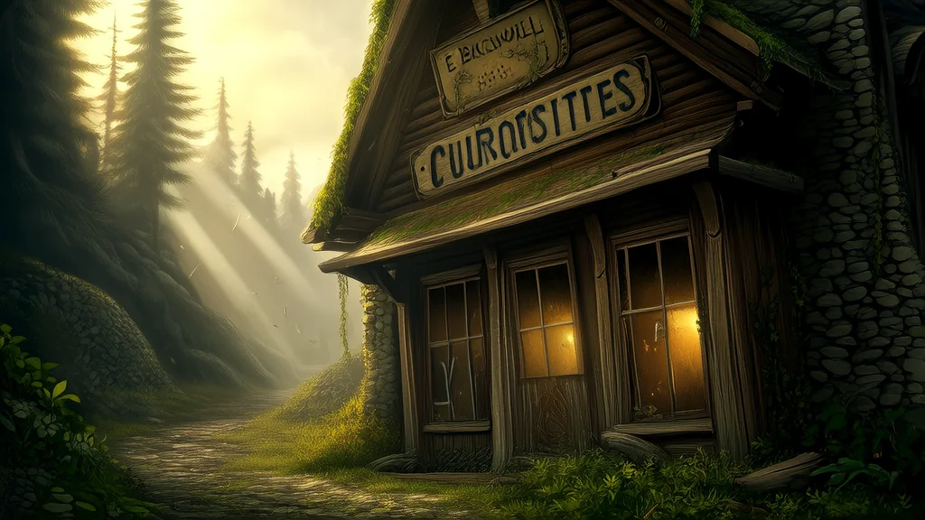 Whispers in the Dust: The Forgotten Antique Shop Between Two Hills - Weird Tales Illustration