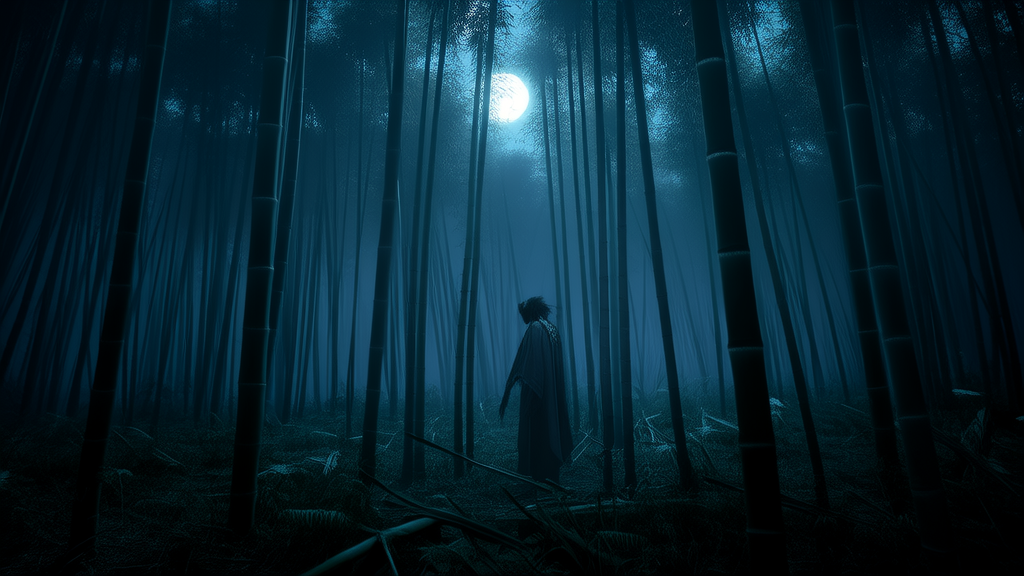 夜半竹林现无面影，摄影师被困神秘人前 - Weird Tales Illustration