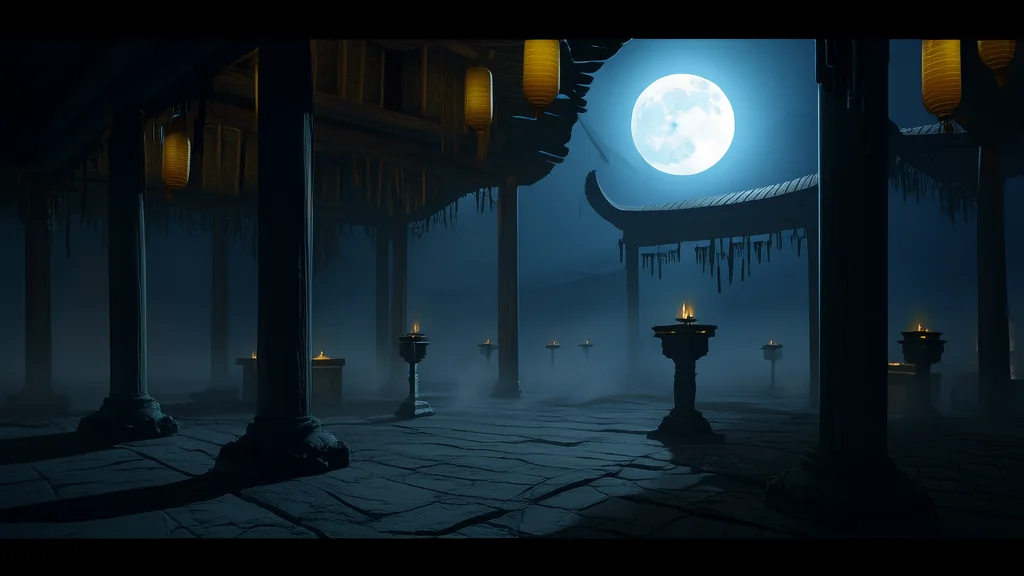 月圆夜，祠堂里的低语与消失的摄影师 - Weird Tales Illustration