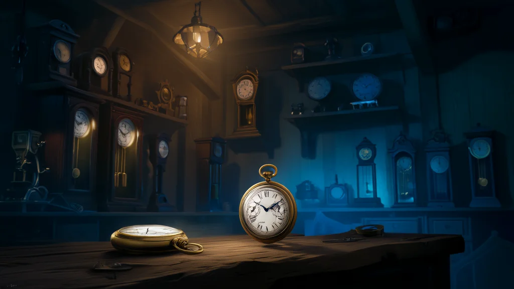 古董怀表的午夜时分 - Weird Tales Illustration