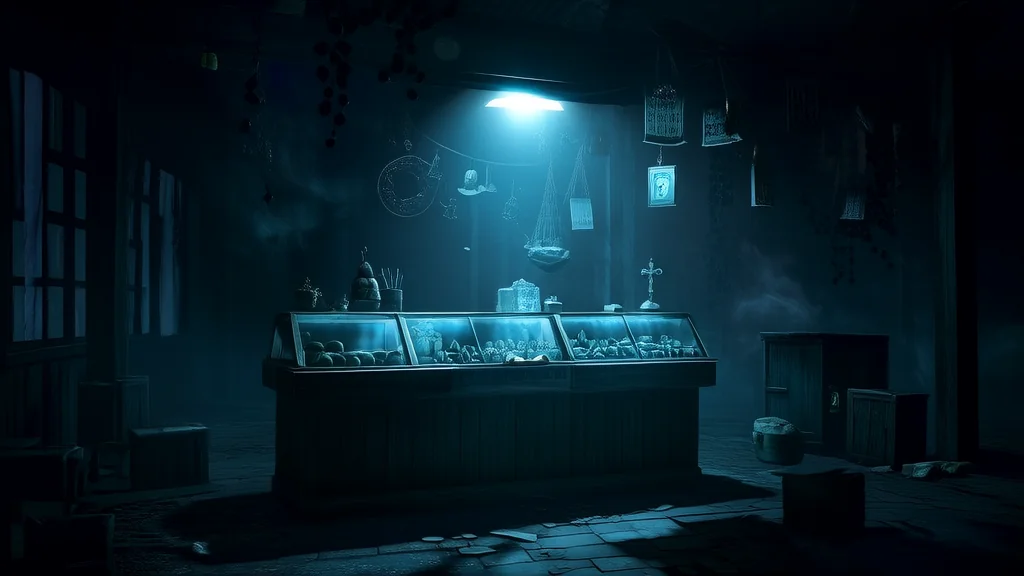 旧货摊的冷光与消失的纸条 - Weird Tales Illustration