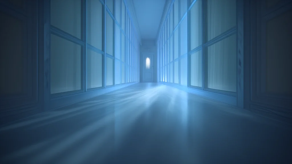 The Endless Corridor of Pale Blue Glass and the Door That Never Closed - Weird Tales Illustration