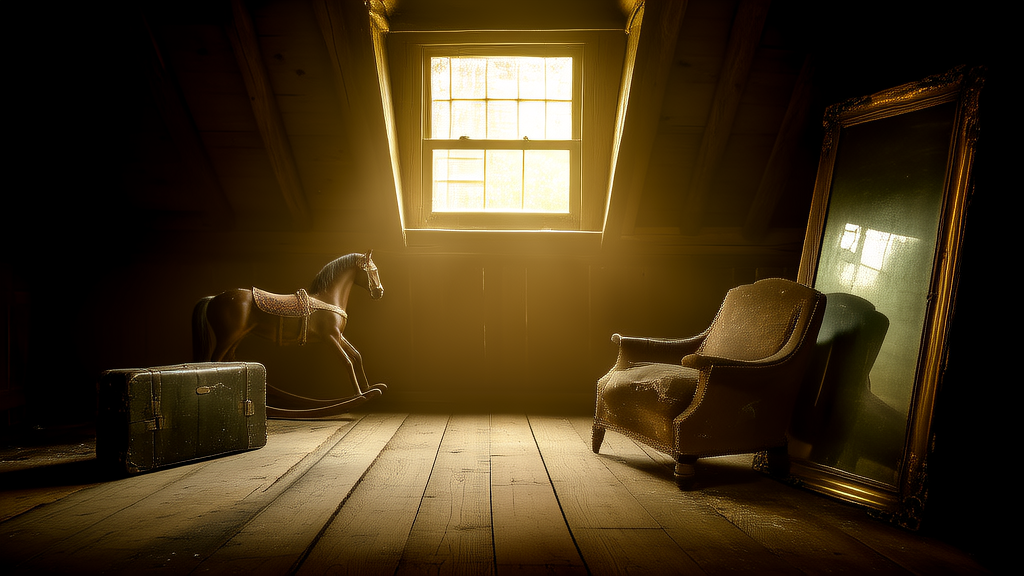 The Mirror in the Attic That Reflected Nothing But Her Fear - Weird Tales Illustration