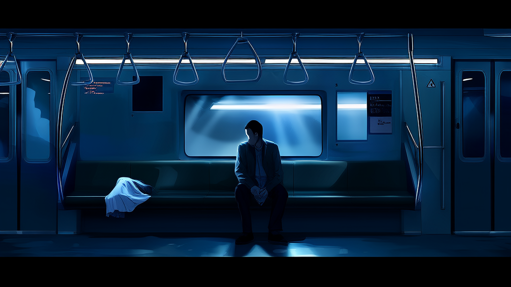 深夜地铁的诡异凝视 - Weird Tales Illustration