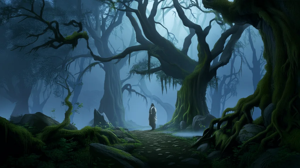 Whispers in the Ivy: A Girl's Secret Journey Through the Silent Forest of Elmhollow - Weird Tales Illustration