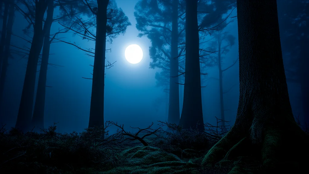 月圆雾林，半透明身影的低语 - Weird Tales Illustration