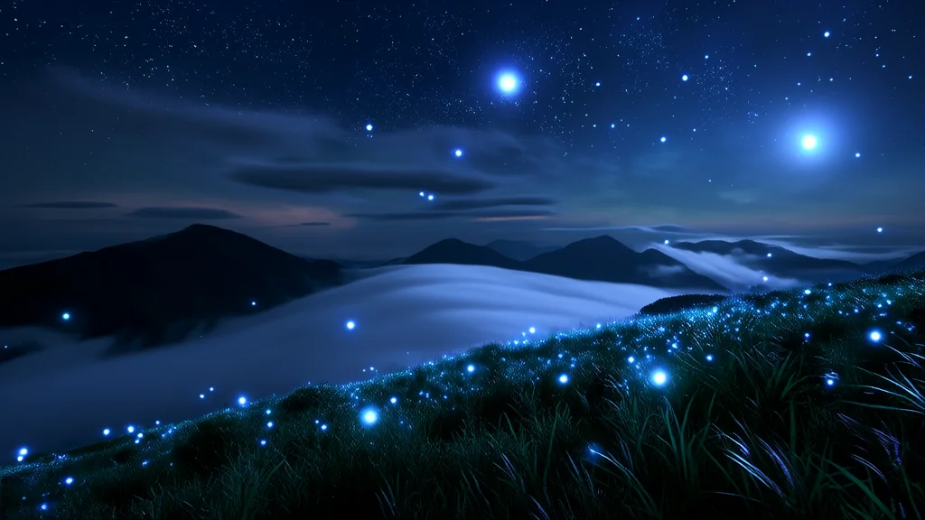 夏夜光点：神秘存在与无声回应 - Weird Tales Illustration
