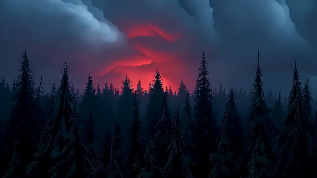 后山夜空现红光，老张头目睹神秘人影 - Weird Tales Illustration