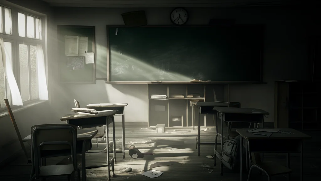 午休时分的旧教室与静止的三点十五分 - Weird Tales Illustration