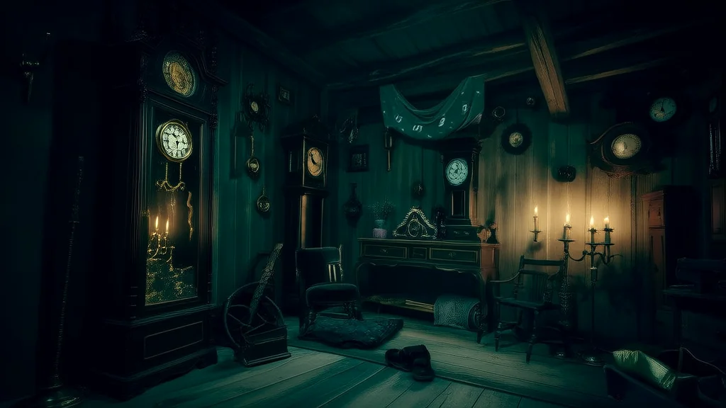 The Whispering Mirror in the Attic of Forgotten Memories - Weird Tales Illustration