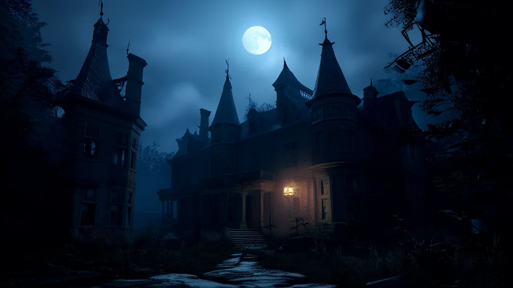 月圆夜，老宅低语引他入梦 - Weird Tales Illustration