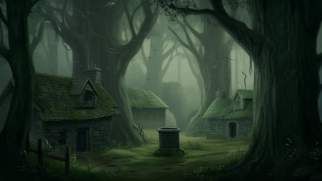 The Whispering Trees and the Forgotten Curse of Elmhollow - Weird Tales Illustration