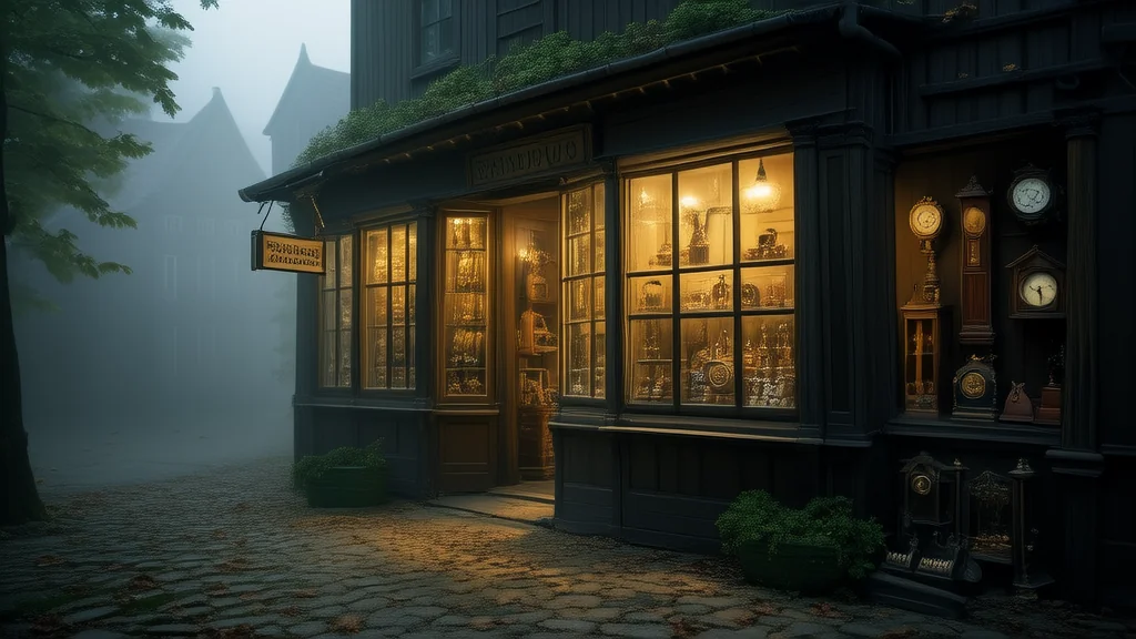 The Whispering Vault: A Traveler's Encounter in the Town of Elmsworth - Weird Tales Illustration