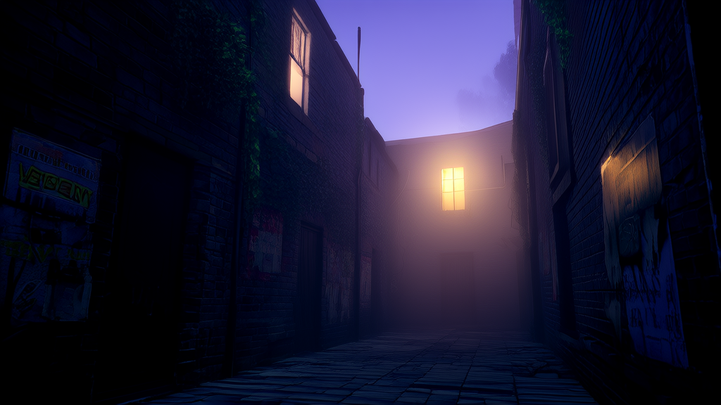 The Whispering Alley of Eternal Dusk - Weird Tales Illustration