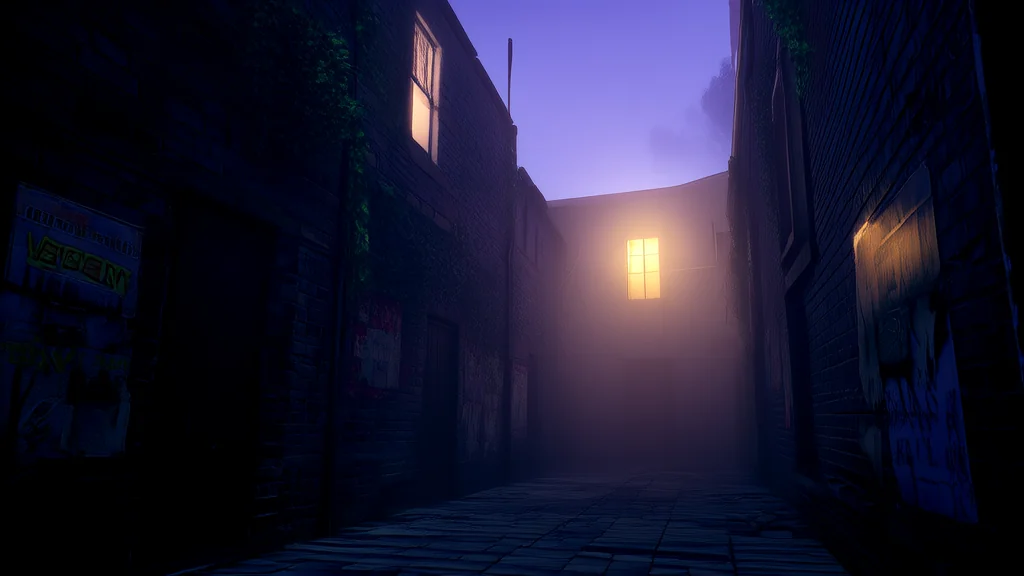 The Whispering Alley of Eternal Dusk - Weird Tales Illustration