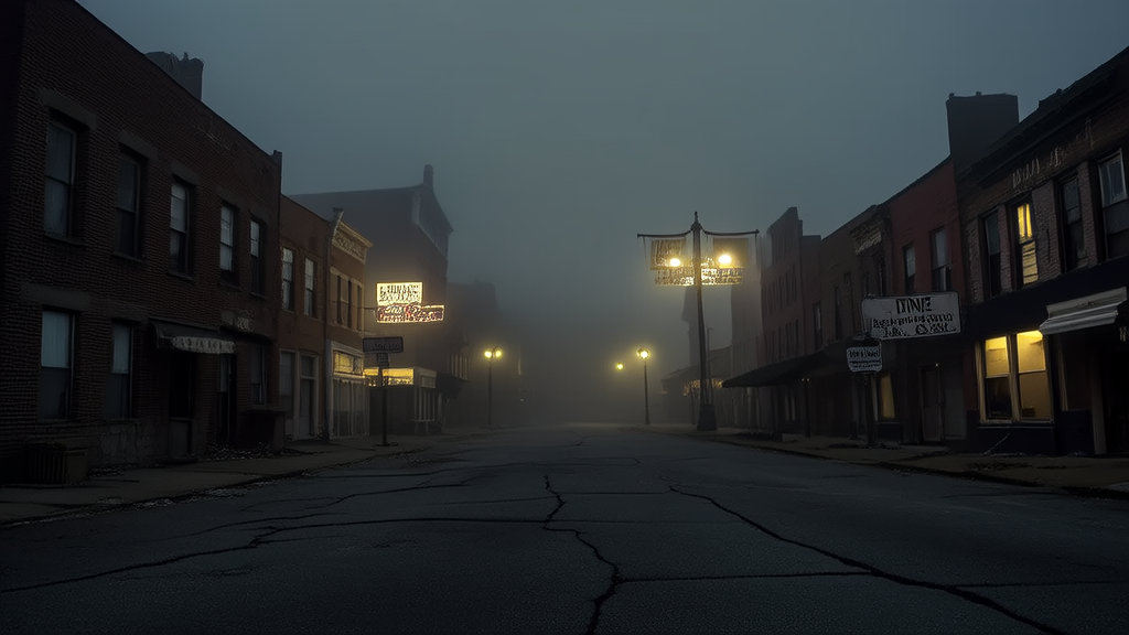 The Vanishing of Elmsworth: When the Fog Swallowed the Town Whole - Weird Tales Illustration