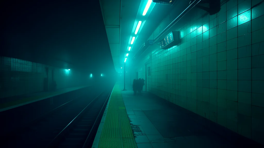 The Midnight Subway's Silent Platform: A Journey Through Flickering Lights and Unseen Shadows - Weird Tales Illustration