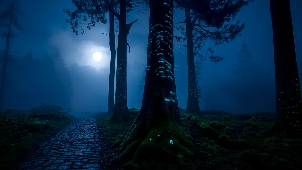 The Whispering Symbols of Eldergrove and the Secret Beneath the Full Moon - Weird Tales Illustration