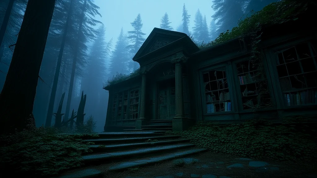 The Whispering Library and the Girl Who Entered the Shadows - Weird Tales Illustration