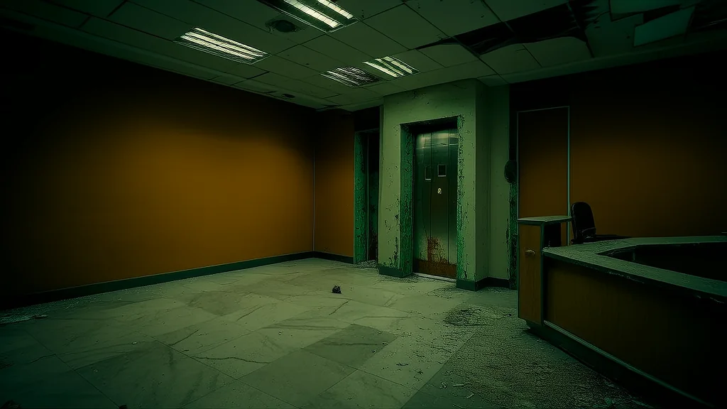 The Rusted Elevator That Never Stopped Humming in the Heart of the Unseen Building - Weird Tales Illustration